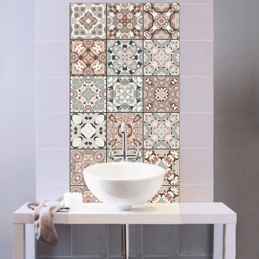 

Arabian Style Pattern Retro Tile Sticker PVC Bathroom Kitchen Waist Line Wall Stickers Home Decor Self-adhesive Art Mural Poster