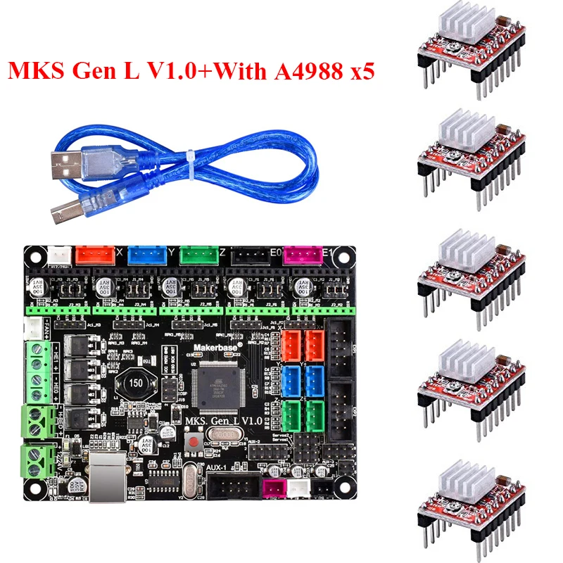 Части 3d принтера MKS Gen L V1.0 Интегрированный контроллер печатная плата Reprap Ramps 1,4 поддержка A4988/DRV8825/TMC2130 драйвер 3d принтера