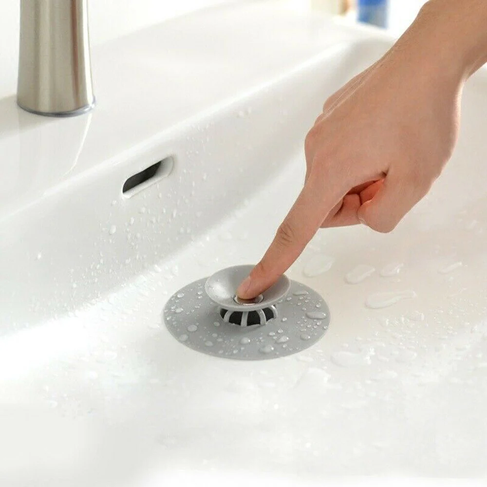 

Useful New 2Pcs Press Closed Deodorant Silicone Bathroom Anti-clogging Sink Filter Accessories Kitchen Drains & Strainers