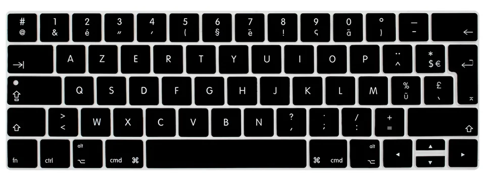 Clavier AZERTY раскладка силиконовая клавиатура чехол для нового Macbook Pro 13 15 с сенсорной панелью A1706 A1707 A1989 A1990 защита кожи - Цвет: Черный