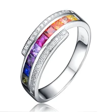 Aceworks новое красочное кольцо из чешского серебра Кольца из стерлингового серебра 925 для женщин топ квадратный Цирконий элегантные ювелирные изделия Свадебные RN1601