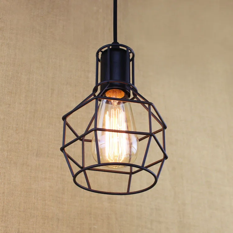 Loft Vintage Industrial Retro Pendant Lamp Edison Light E27 Holder Iron Restaurant Bar Counter Attic Bookstore Cage Lamp2