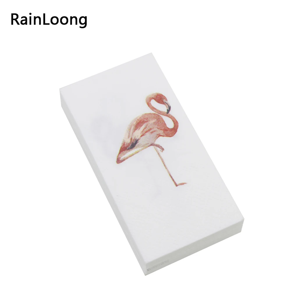 

[RainLoong] Cartoon Flamingo Bird Pocket Napkin Tissue Handkerchiefs Paper Servetten For Personalized Napkins 21*21cm
