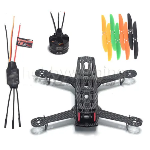 DIY 3K Carbon Fiber Mini Quadcopter QAV250 FPV Drones Frame Kit+Original EMAX mt2204+BLHeli 12A ESC+LJI 5030 Propeller