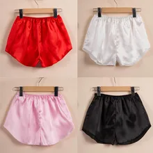 Красивые женские шелковые трусики для сна Повседневные трусики удобные атласные шорты женский эластичный пояс пижамные штаны Сексуальное белье пижамы 3