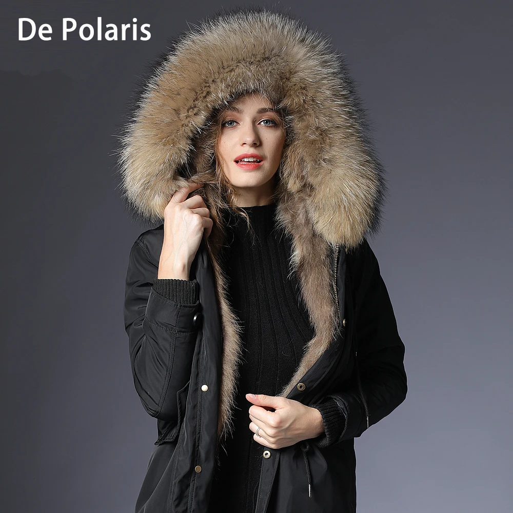parka real fur women furs parka women winter 2018 real raccoon fur coat long warm jacket real fur coat hood parka warm outerwear