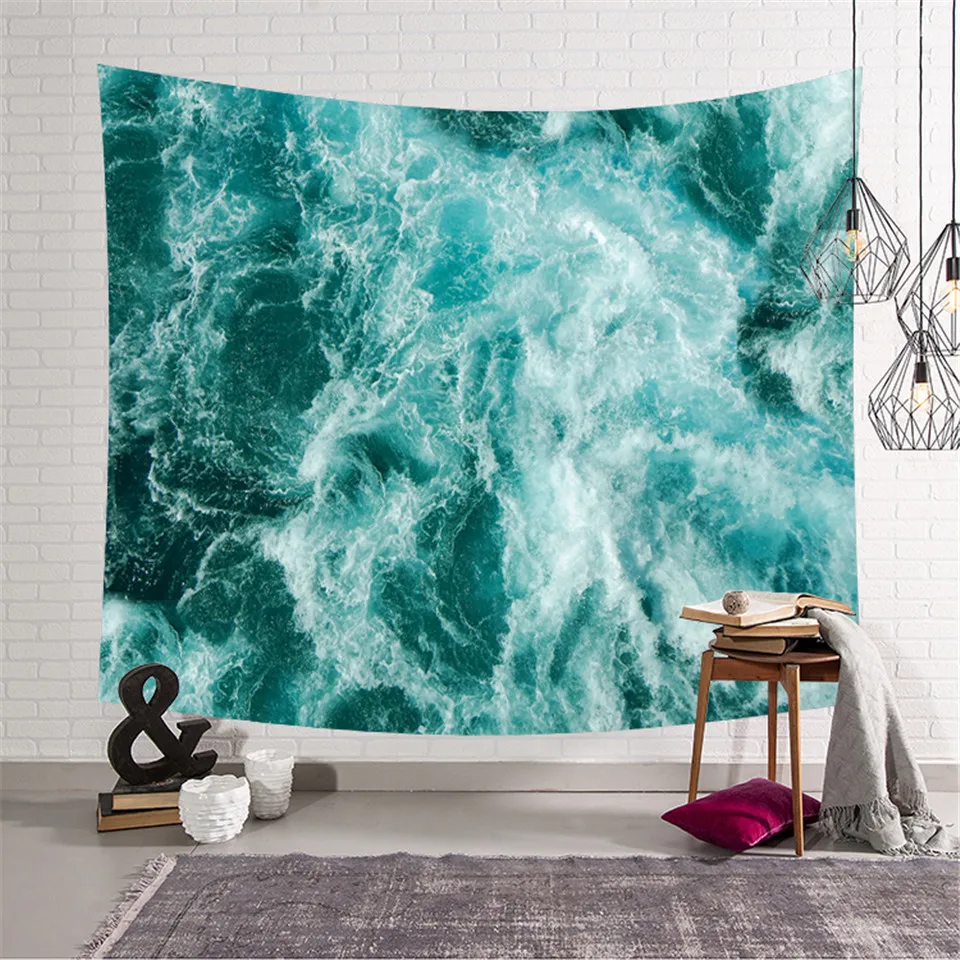 

Cilected Landscape Wall Hanging Tapestry Decorative Nature Sea Waves Background Decor Rectangular Wall Tapestry Boho Bedspread
