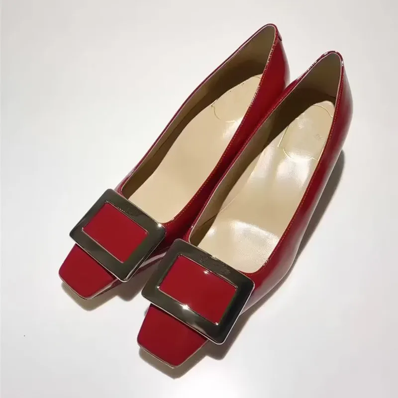 

Jookrrix Fashion Brand Hot Sale Square Toe Med Heels Shoes Women Shoes Genuine Leather Banquet Female Single Shoe Good Quality