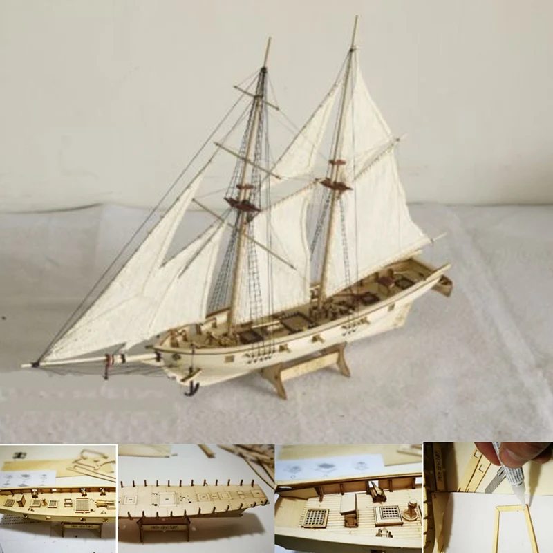 

1:100 Scale Mini Wooden Sailboat Ship Kit Boat Toy Gift DIY Model Decoration XH8Z MA14
