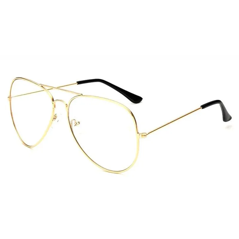 Модные брендовые дизайнерские очки унисекс в ретро-оправе, прозрачные ретро очки с прозрачными линзами, аксессуары, металлическая оправа для очков UV400 - Цвет оправы: Золотой