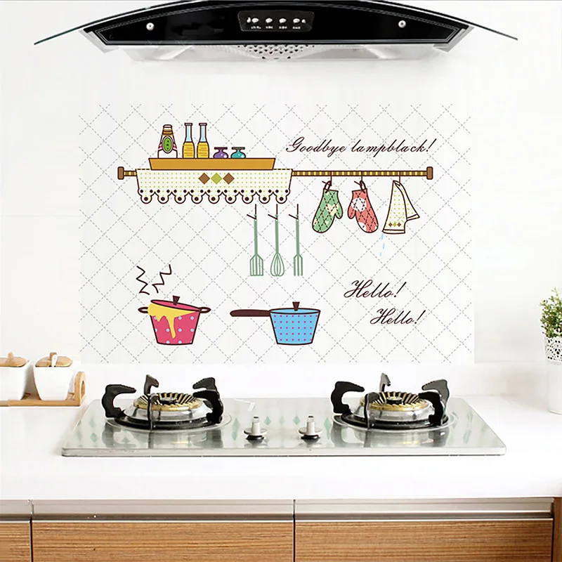 Cartoon kitchen pattern Anti-oil kitchen Wall Stickers Antifouling home decoration Mural Decals Wallpaper kitchen Tile sticker