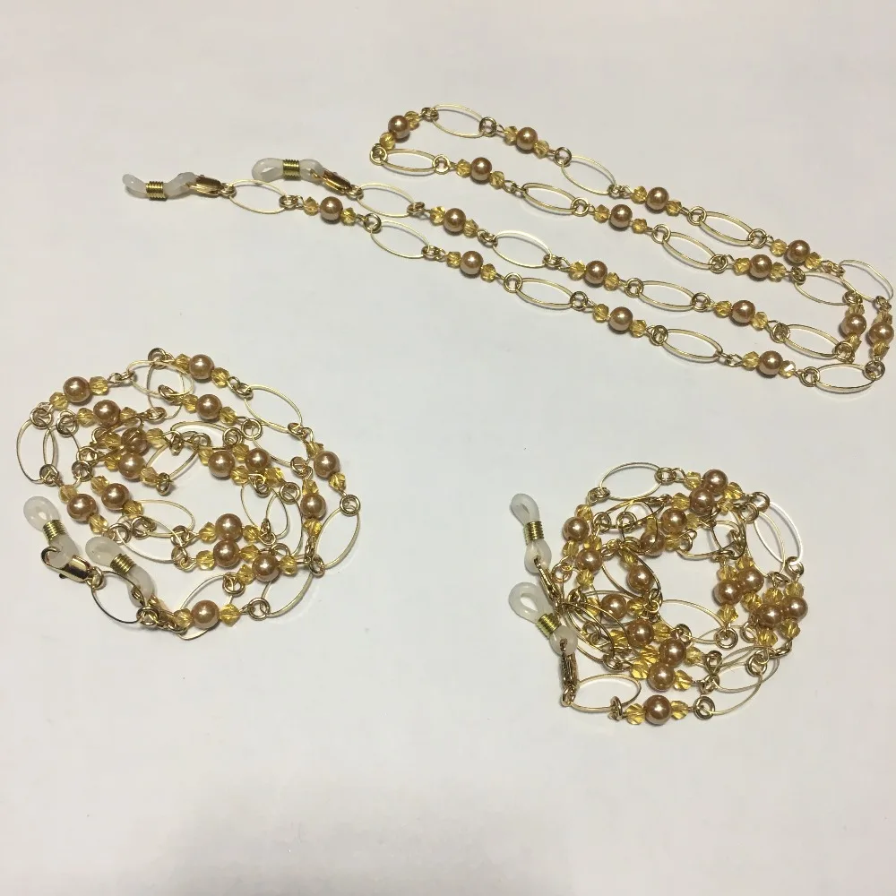 gold electro plated eyeglass brass bead chain spectacle retainer