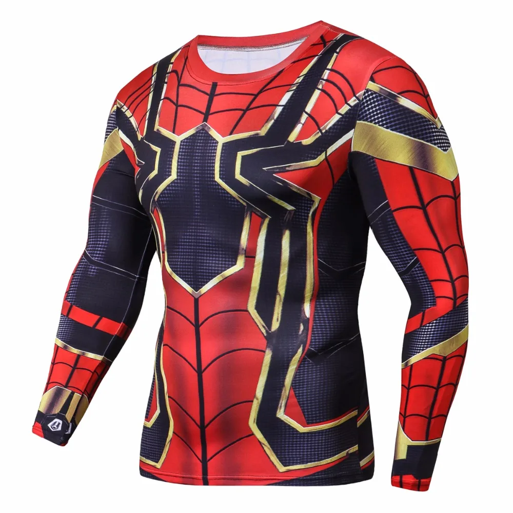

Raglan Sleeve Iron Spiderman 3D Printed T shirts Men Compression Shirts 2018 NEW Crossfit Tops For Male Cosplay Costume Clothing