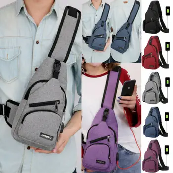

Männer Jungen Schultertasche mit USB-Ladetasche Crossbody-Umhängetaschen
