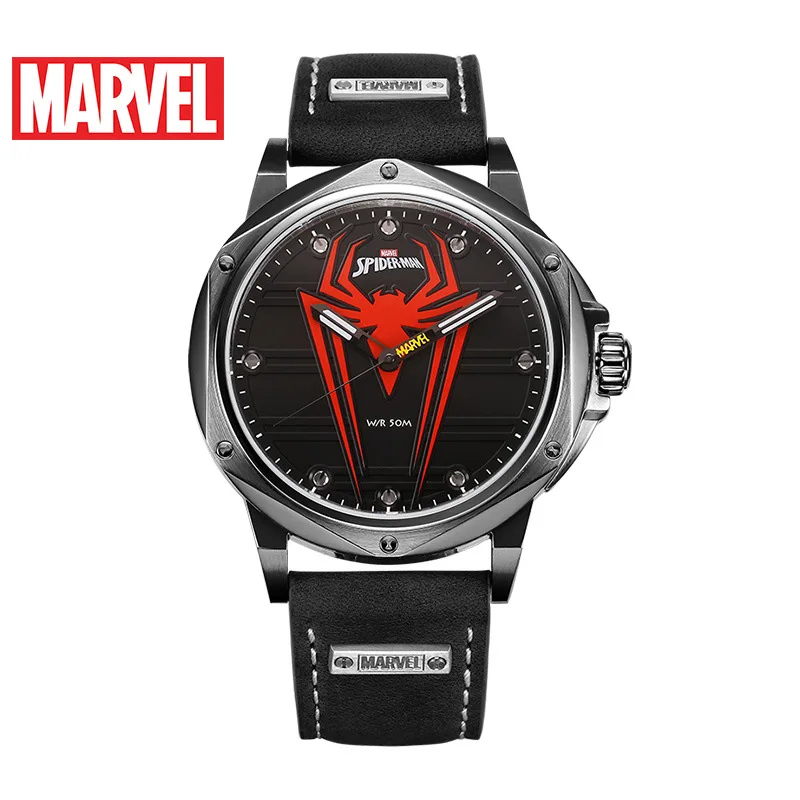

Disney Marvel watches men's quartz new leather belt casual luminous fashion personality spider-man Water Resistant men watch