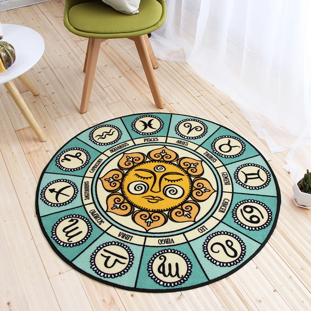 

Simple Fashion Constellation Pattern Round Rug Non-Slip Breathable Living Room Bedroom Rug Home Decorator Floor Rug