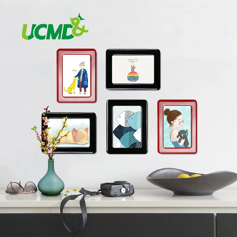 

Wall Sticker Magnetic Photo Picture Frames Wall Decor Movable Flexible Colorful Square Frame Picture Frames for Wall 5 Pcs / Lot