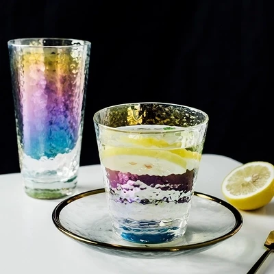 Японский стиль простой молоток стеклянная чашка для чая Бытовая красочная чашка для сока чашки для холодных напитков модное Термостойкое стекло