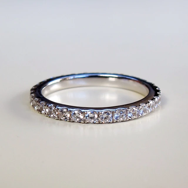 Micro Pave Wedding Band Synthetic Diamonds Ring For Women Micro Pave Wedding Band Synthetic Diamonds Ring For Women Anniversary Sterling Silver Jewelry Semi Mounting Promotion