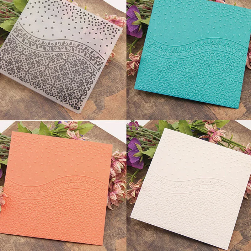 Embossing Folder Dot Wave Leaves Scrapbooking Plastic Embosser Folders