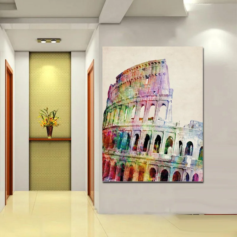 Print Abstract Roman Colosseum Coliseum Oil Painting on Canvas Pop Art Modern Famous Wall Picture For Living Room Cuadros Decor (3)