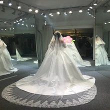 Винтаж Лидер продаж трех метров в длину фаты белого цвета и цвета слоновой кости с одной из однослойного фатина, Свадебные фаты для невест