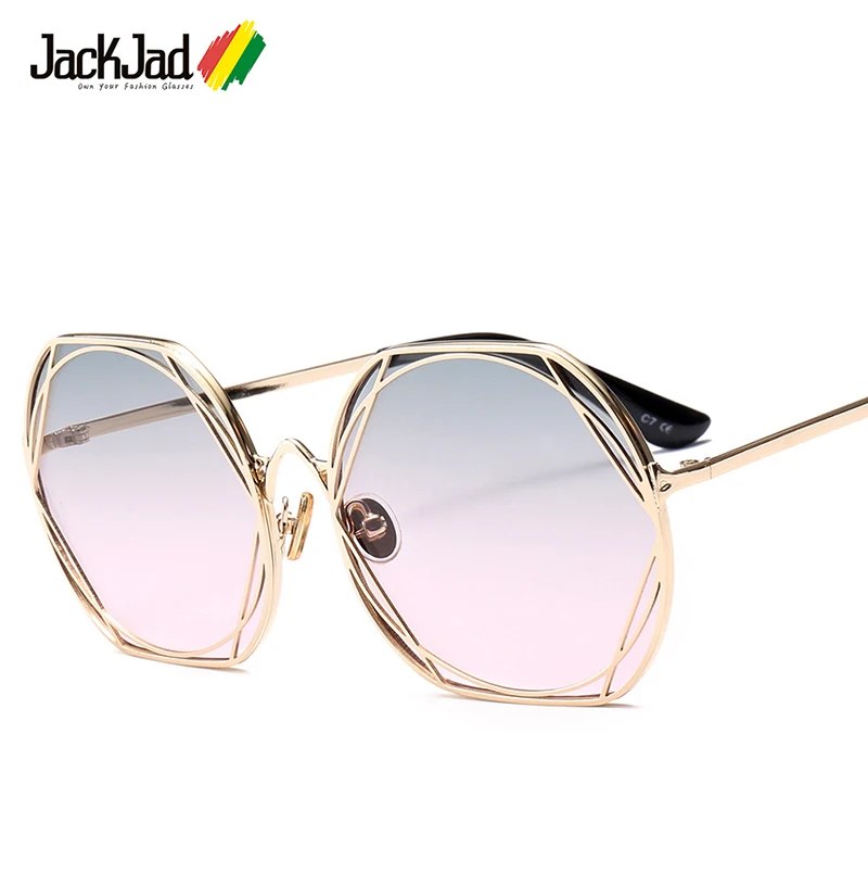 Модные женские солнцезащитные очки JackJad с шестигранной металлической сетчатой