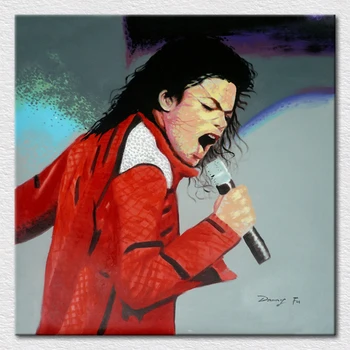

Popular Modern room supply decor art Canvas printed Michael Jackson oil painting to hang on room wall Free Shipping