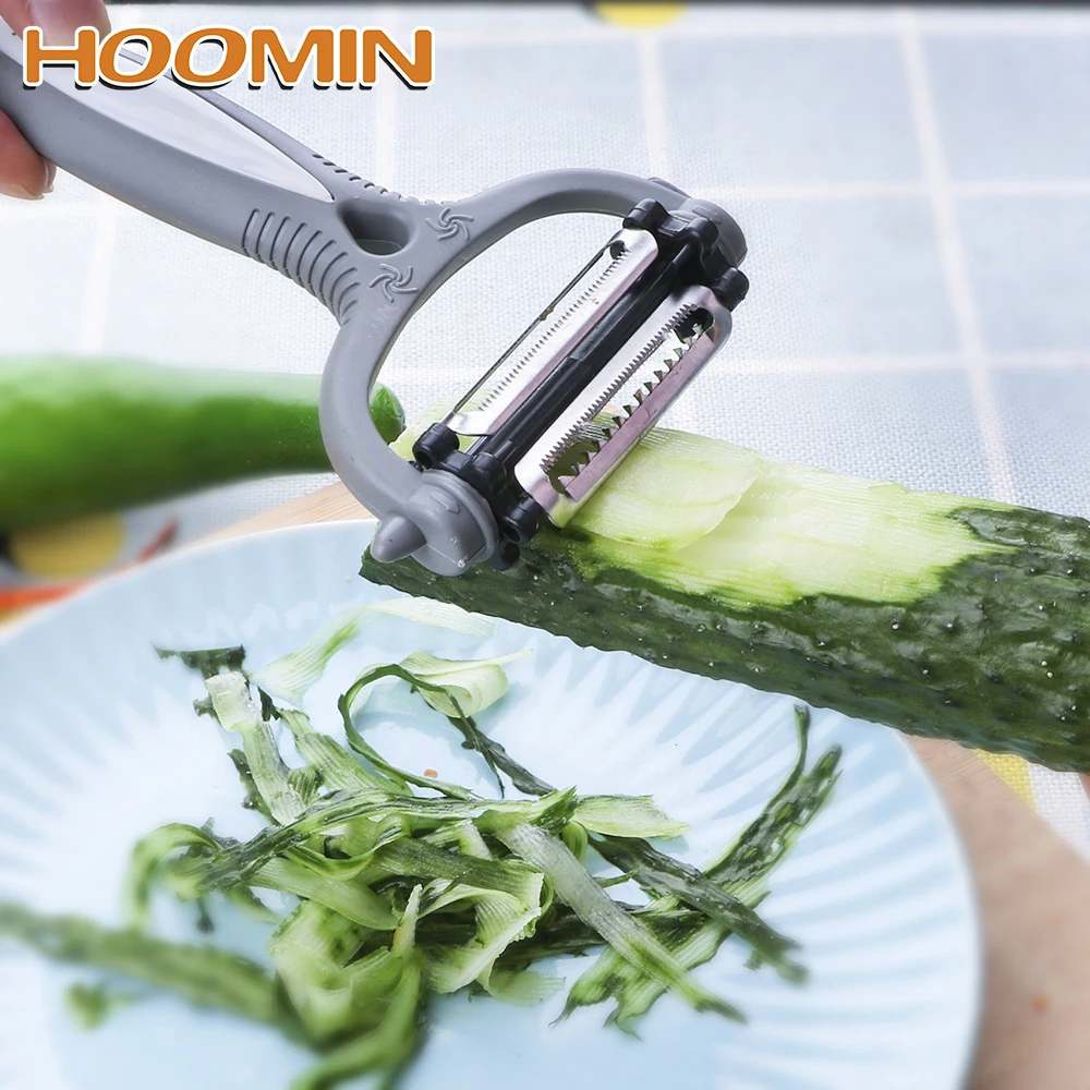 

HOOMIN 3 In 1 Potato Carrot Peeler Turnip Cutter Slicer Multi-function 360 Degree Rotary Vegetable Fruit Kitchen Tools