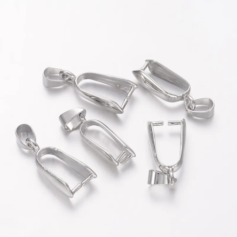 

10pcs Brass Bails,Ice Pick & Pinch Bails for Jewelry DIY Making Supplies Accessories, 28x12mm, Hole: 4mm, Platinum Color F80