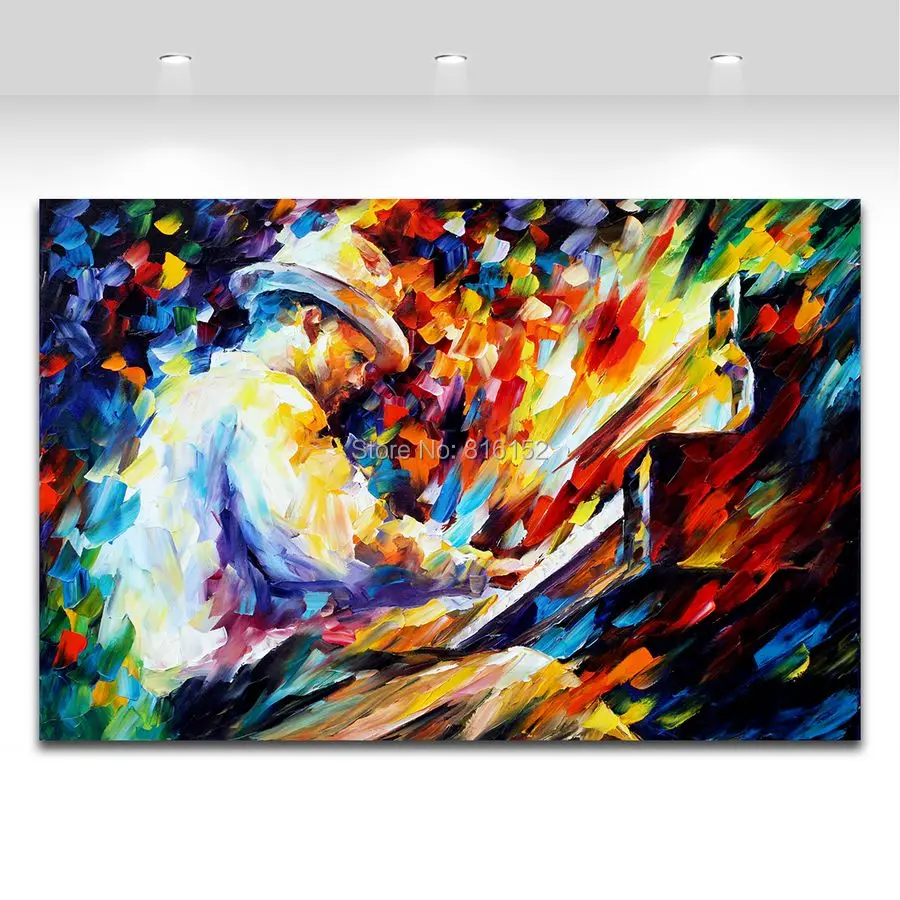 Moderne Palette Couteau Peinture Jazz Musique Jouer