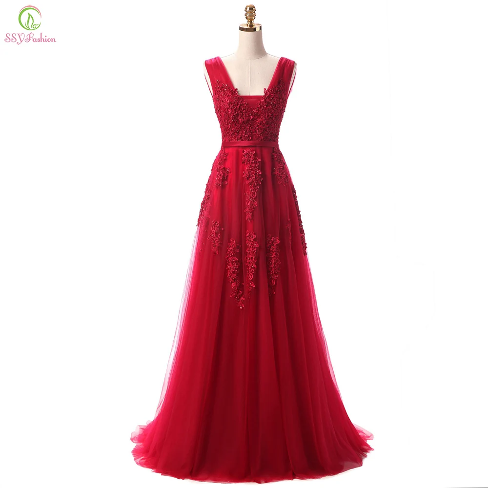 Robe De Soiree SSYFashion кружевное Бисероплетение сексуальное платье с открытой спиной Длинные вечерние платья банкет невесты элегантное платье в пол Вечерние вечернее платье - изображение