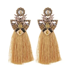 ZHINI Long Yellow Tassel Earrings Crystal Rhinestone korean Vintage Blue Big Flower Stud Earrings For Women Christmas earrings