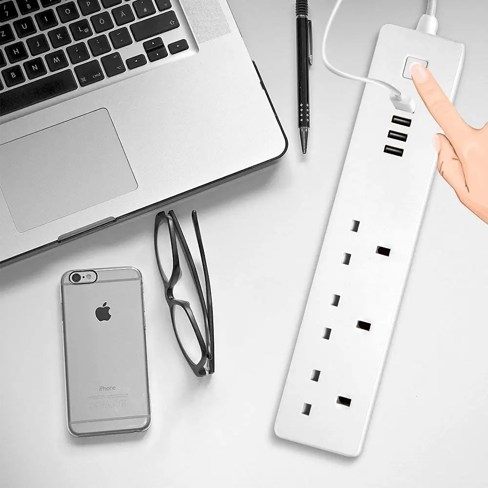 Smart Power Board Remote Application Control WiFi Surge Protector with Timer Voice Control with Alexa and Google Assistant IFTTT