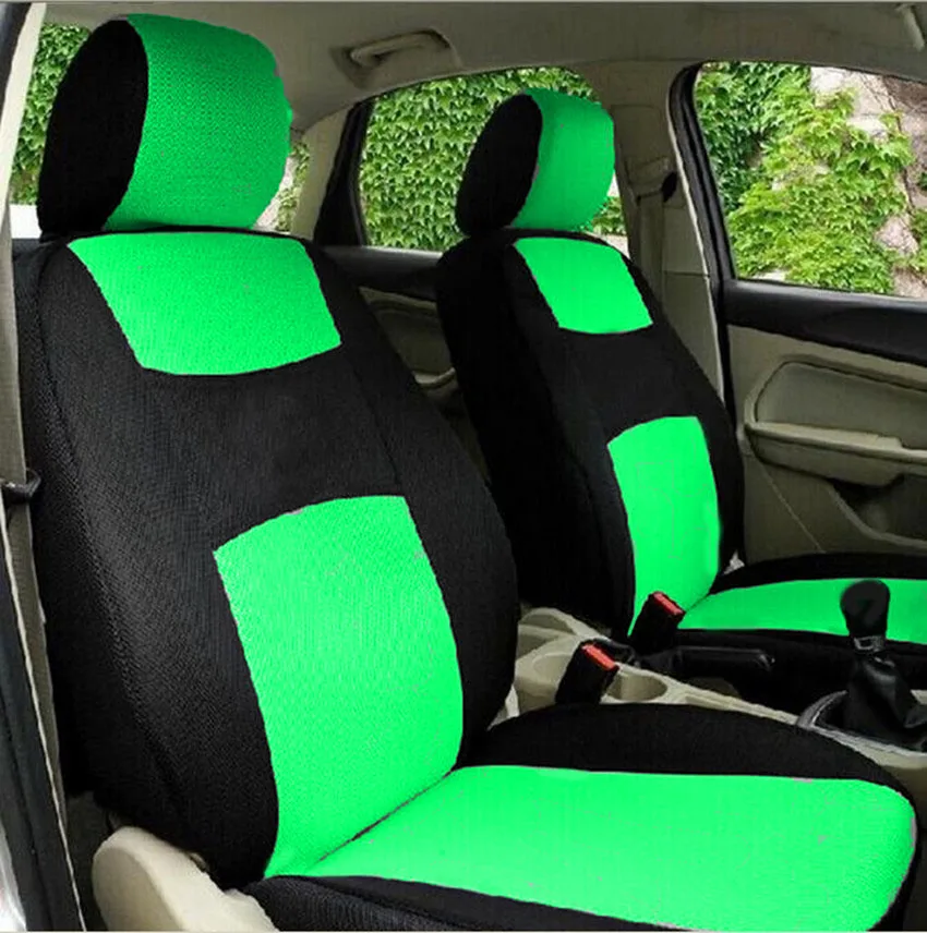 Универсальные чехлы для автомобильных сидений, только для передних сидений, чехлы для задних сидений автомобиля, черный+ красный/серый/синий/бежевый/розовый/зеленый дышащий материал - Название цвета: 4pcs green