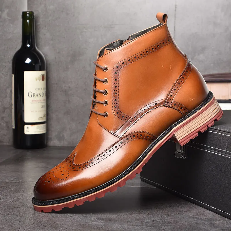 

OSCO Autumn Winter Martin Boots Men's Genuine Leather Ankle Boots High Quality Fashion Business Brock Men Shoes Snow Boots Men