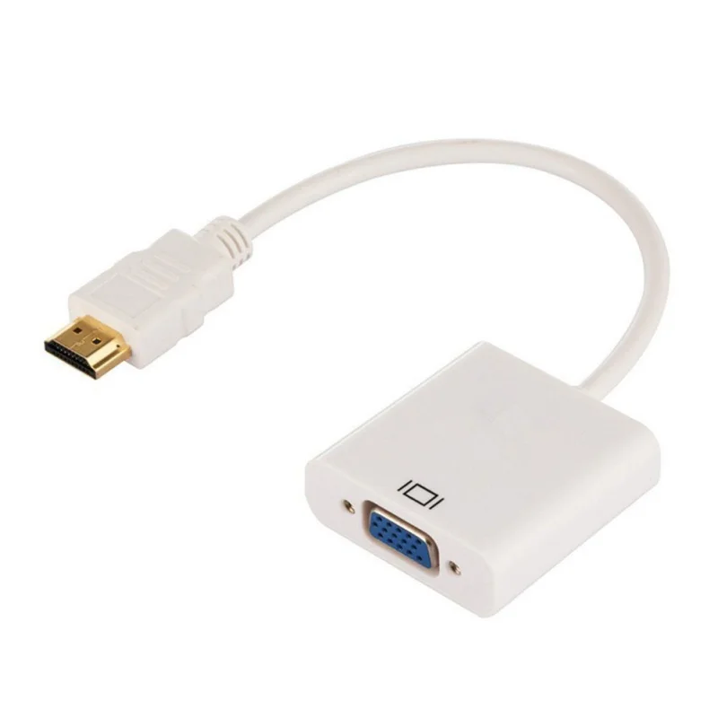 Белый Адаптер hdmi-vga Мужской конвертер с разъемом адаптер 1080P цифровой аналоговый видео аудио 3,5 мм аудио кабель для ПК ноутбука планшета - Цвет: Белый