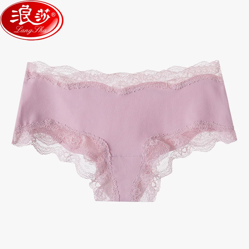 

LANGSHA Sexy Lace Panties Women Solid Soft Cotton Beifs Lingeries Solid Girls Breathable Panty Female Low Waist Crotch Underwear