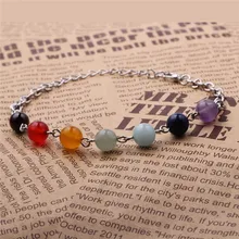 Wholesale Bracelets & Bangles 7 Chakra Bracelets Spiritually Energy 7 Colors Crystal Stone Bracelet For Woman Yoga Jewelry