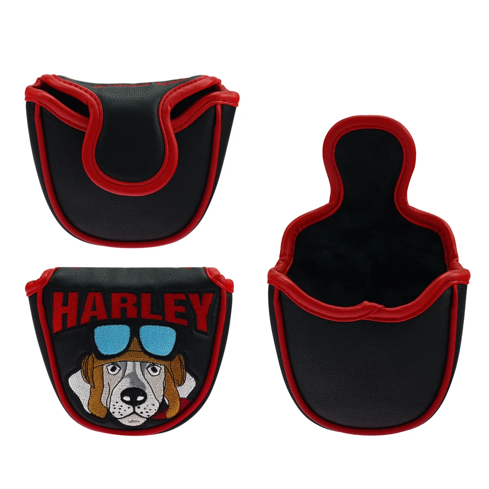 

Craftsman Golf Mallet Putter Cover with Magnetic Closure Black-Red Leather Cover Harley Embroidery FREE SHIPPING