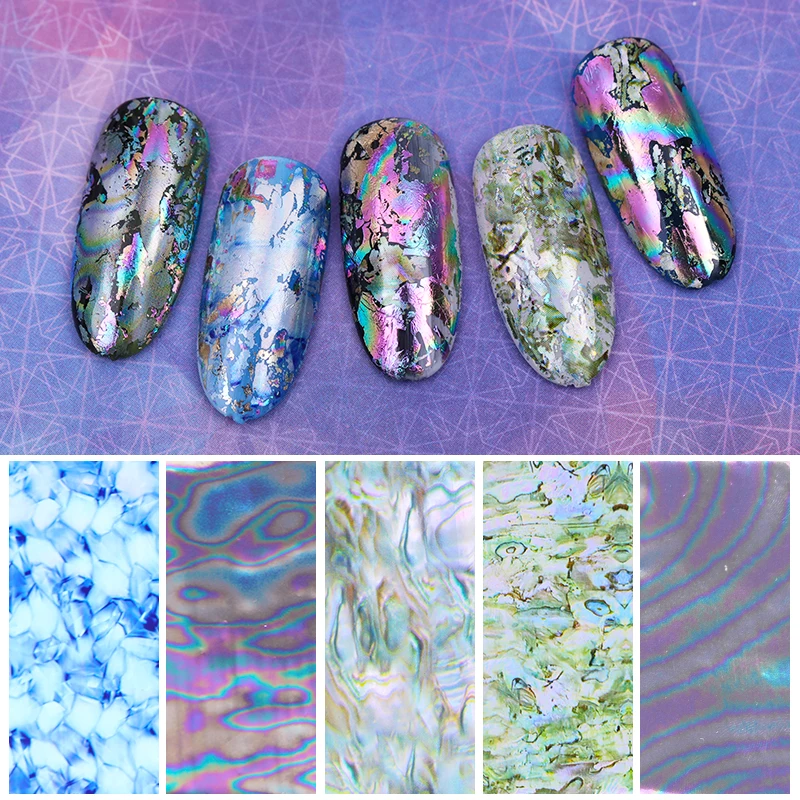 

5 Sheets/Bag Holographic Nail Foils Set Starry Sky Nail Art Transfer Sticker Colorful DIY Nail Decorations Tips Kit