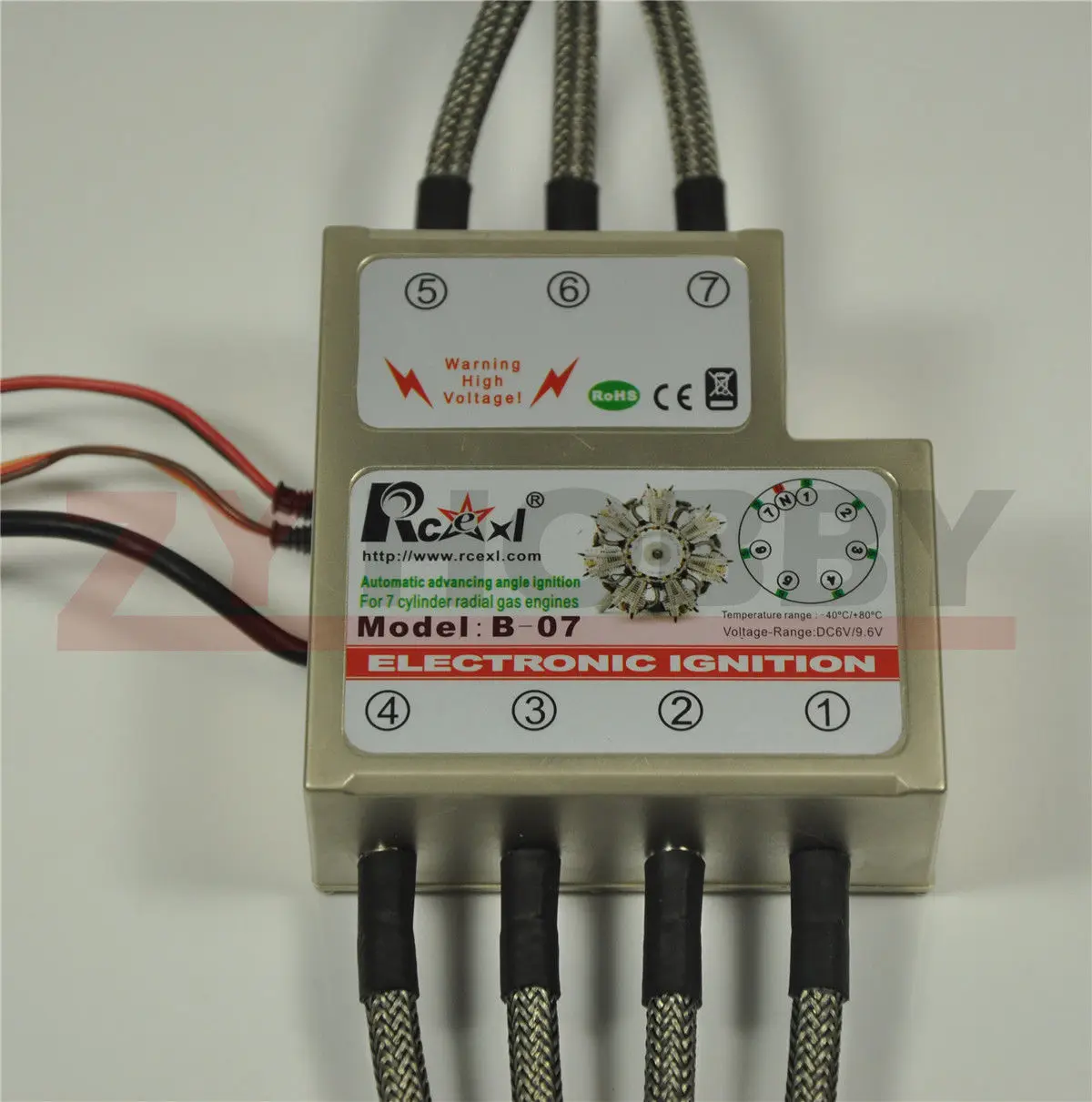 Rcexl 7 Cylinder ENGINE Electric Ignition NGK CM6 10MM 90degree With