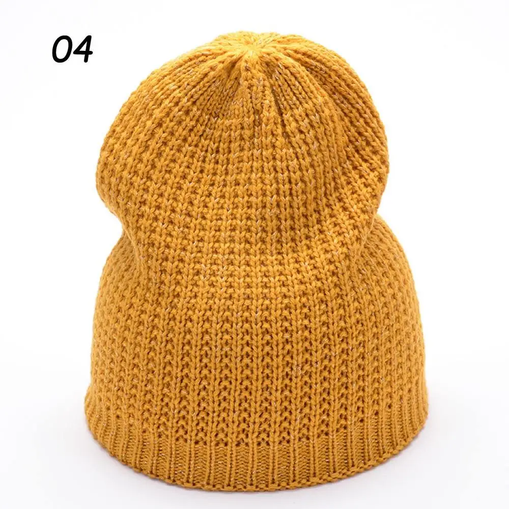 Sparsil,, унисекс, зимняя вязаная шапка, блестящая шерсть, крестообразная вязка, теплые, Skullies& Beanies, для женщин и мужчин, эластичные, плотные, однотонные шапки - Цвет: 04 Yellow Hat