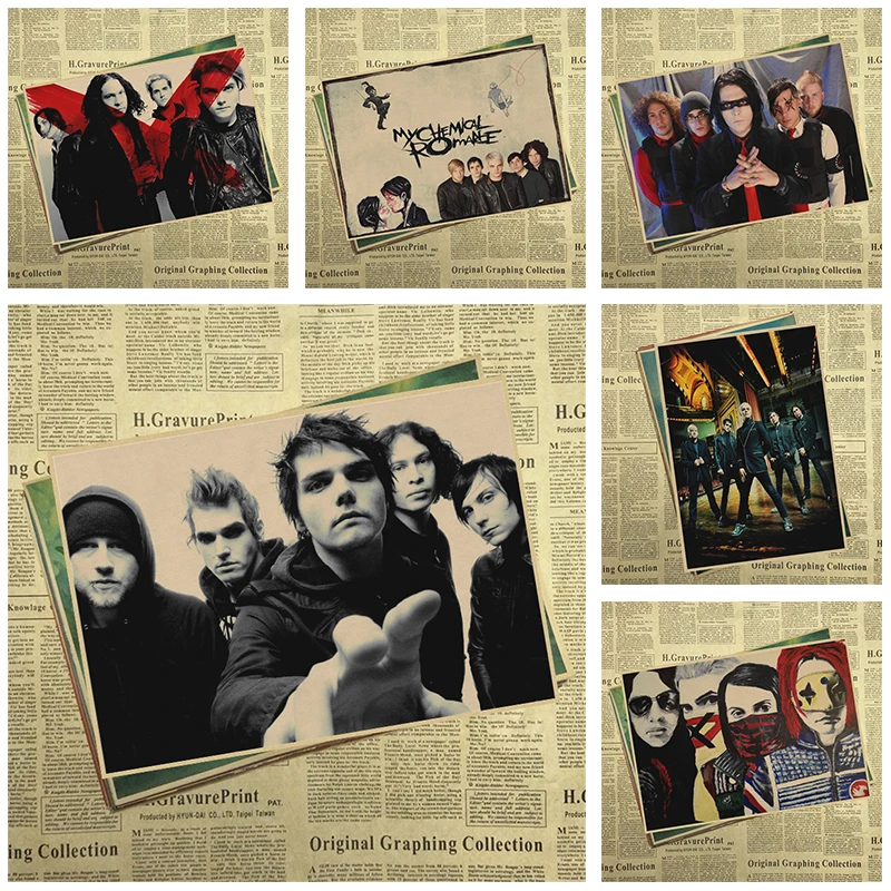 

Vintage Retro rock band music Matte Kraft Paper Poster Wall Sticker Home Decora My Chemical Romance