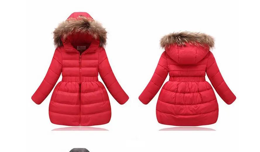 2018 г. Новая детская Обувь для девочек зимние Костюмы толстые трапециевидной формы с капюшоном Подпушка стеганая куртка красные, черные