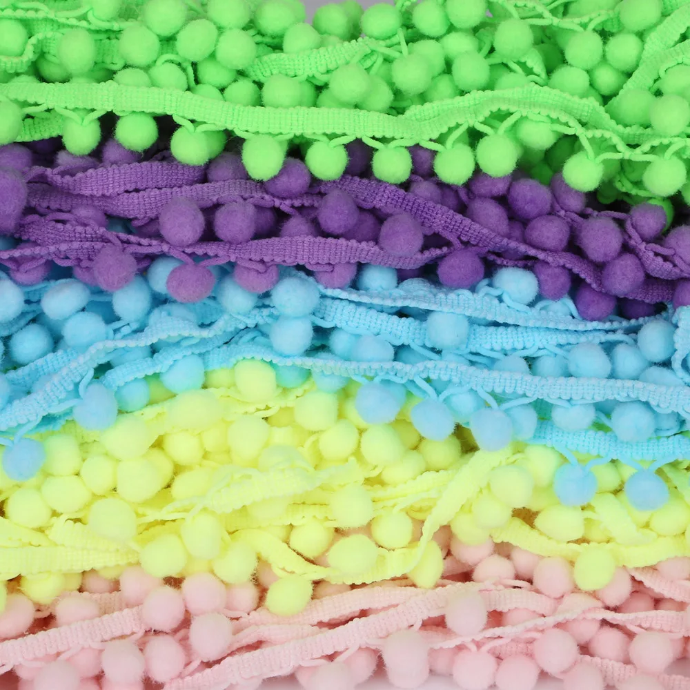 

5 Yard Pompom Ball Lace 20mm Pom Pom Trim Ball Fringe Ribbon Sewing Lace Kintted Fabric DIY Apparel Accessories