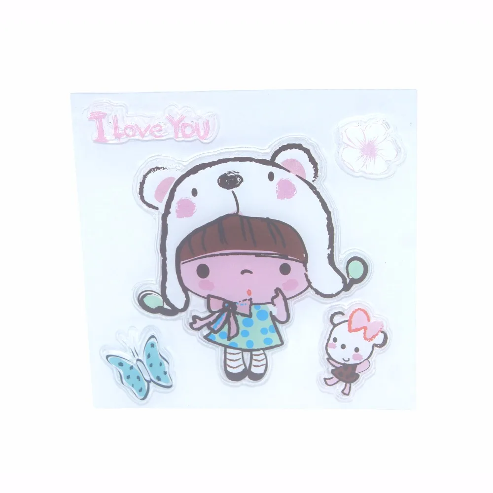 Free Shipping Lovey Girls Transparent Clear Silicone Stamp/Seal for DIY Scrapbooking/photo Album Decorative Stamp Sheets | Канцтовары