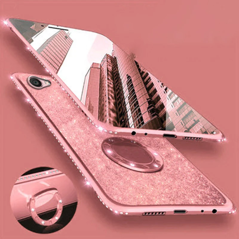 

Glitter Powder TPU Cases For iPhone X XS XR XS Max 8 7 6 6S Plus Bling Diamond Magnetic Car Bracket Ring Kickstand Cover