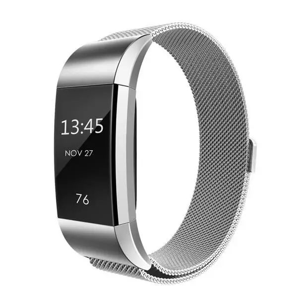 KINGBEIKE Magnetic Milanese Loop Watchband For Fitbit Charge 2 Wrist strap Men Woman Stainless Steel Wrist Bracelet strap