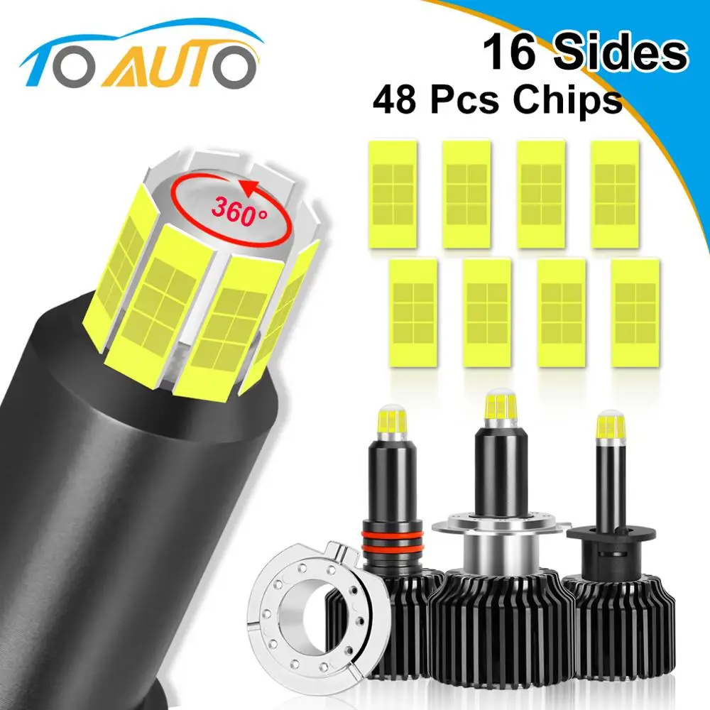 Baratos 2 uds 48 Chips H1 H7 H8 H11 lámpara LED coche bombillas de faros HB3 9005 HB4 9006 3D LED Canbus 360 grados 6000K 18000LM luz Auto 12V 12V